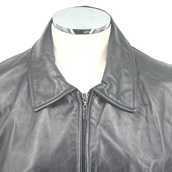 Gallery Womens Leather Black Jacket Blazer Sz L Soft Pockets Zip Front - Picture 2 of 8